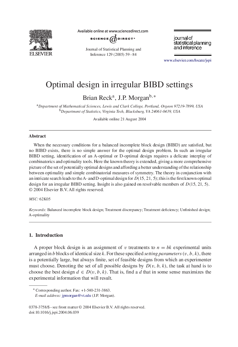 Optimal design in irregular BIBD settings