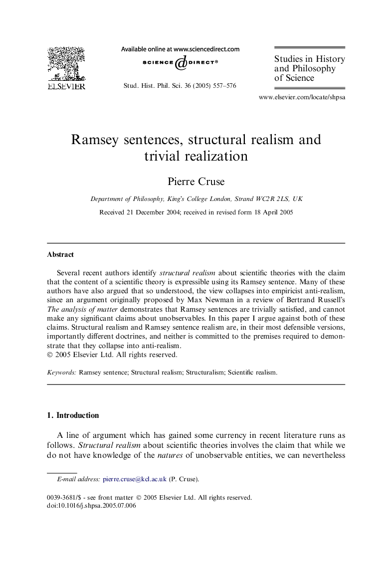 Ramsey sentences, structural realism and trivial realization