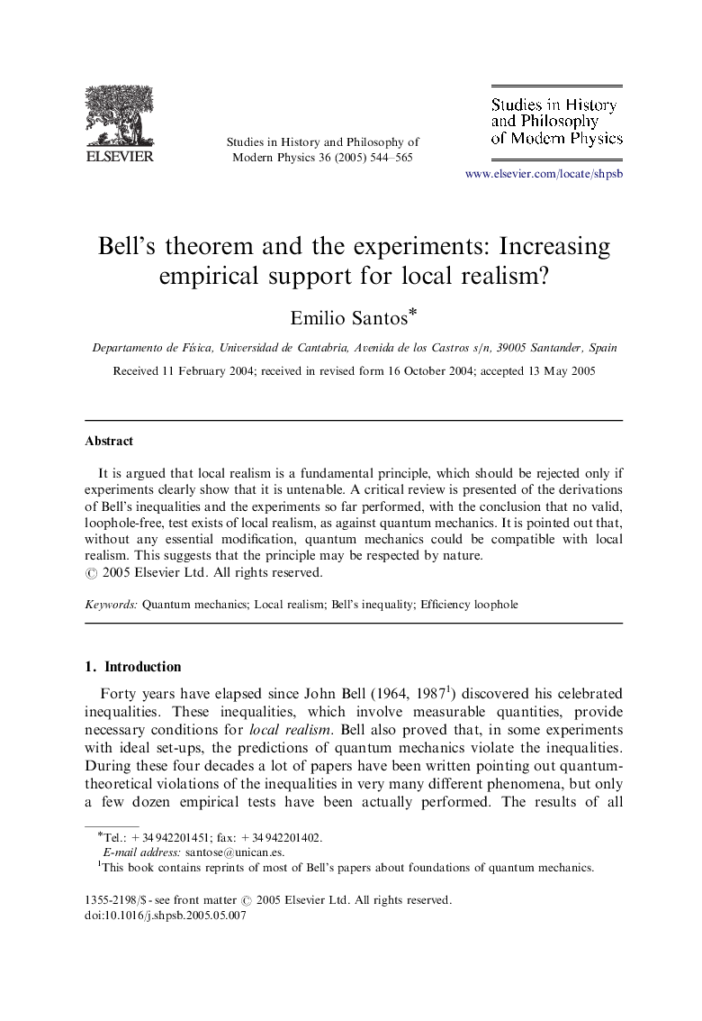 Bell's theorem and the experiments: Increasing empirical support for local realism?
