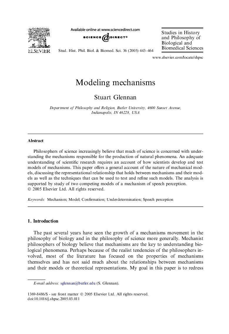 Modeling mechanisms