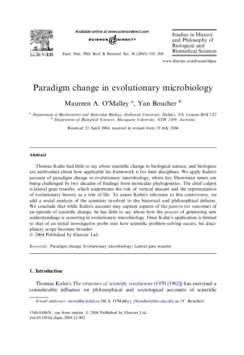 Paradigm change in evolutionary microbiology