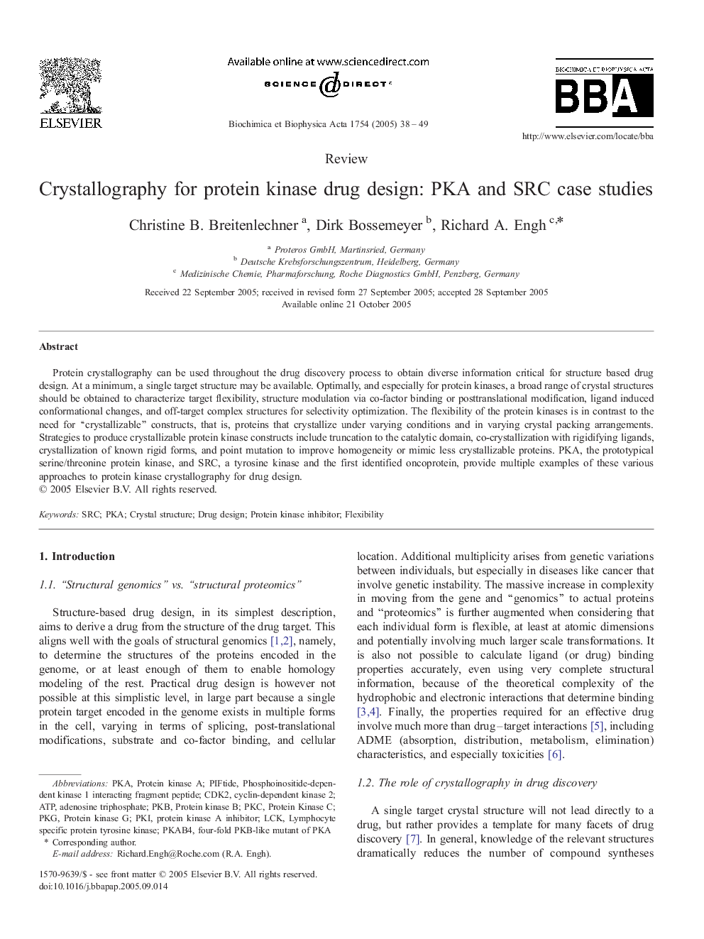 Crystallography for protein kinase drug design: PKA and SRC case studies