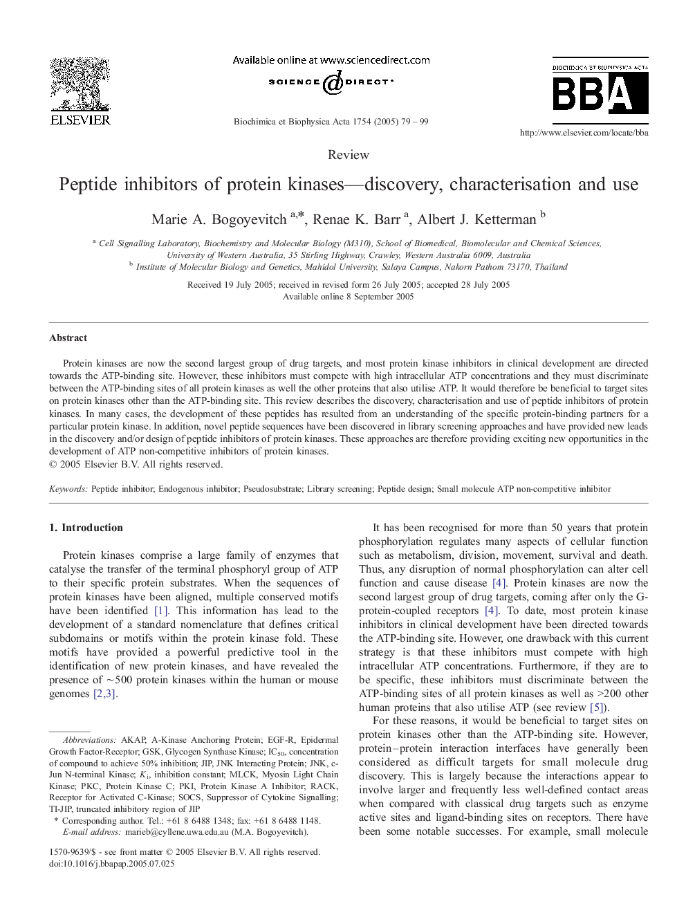 Peptide inhibitors of protein kinases-discovery, characterisation and use