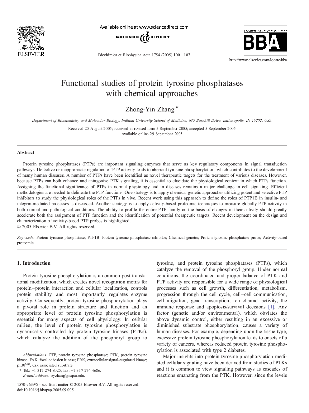 Functional studies of protein tyrosine phosphatases with chemical approaches