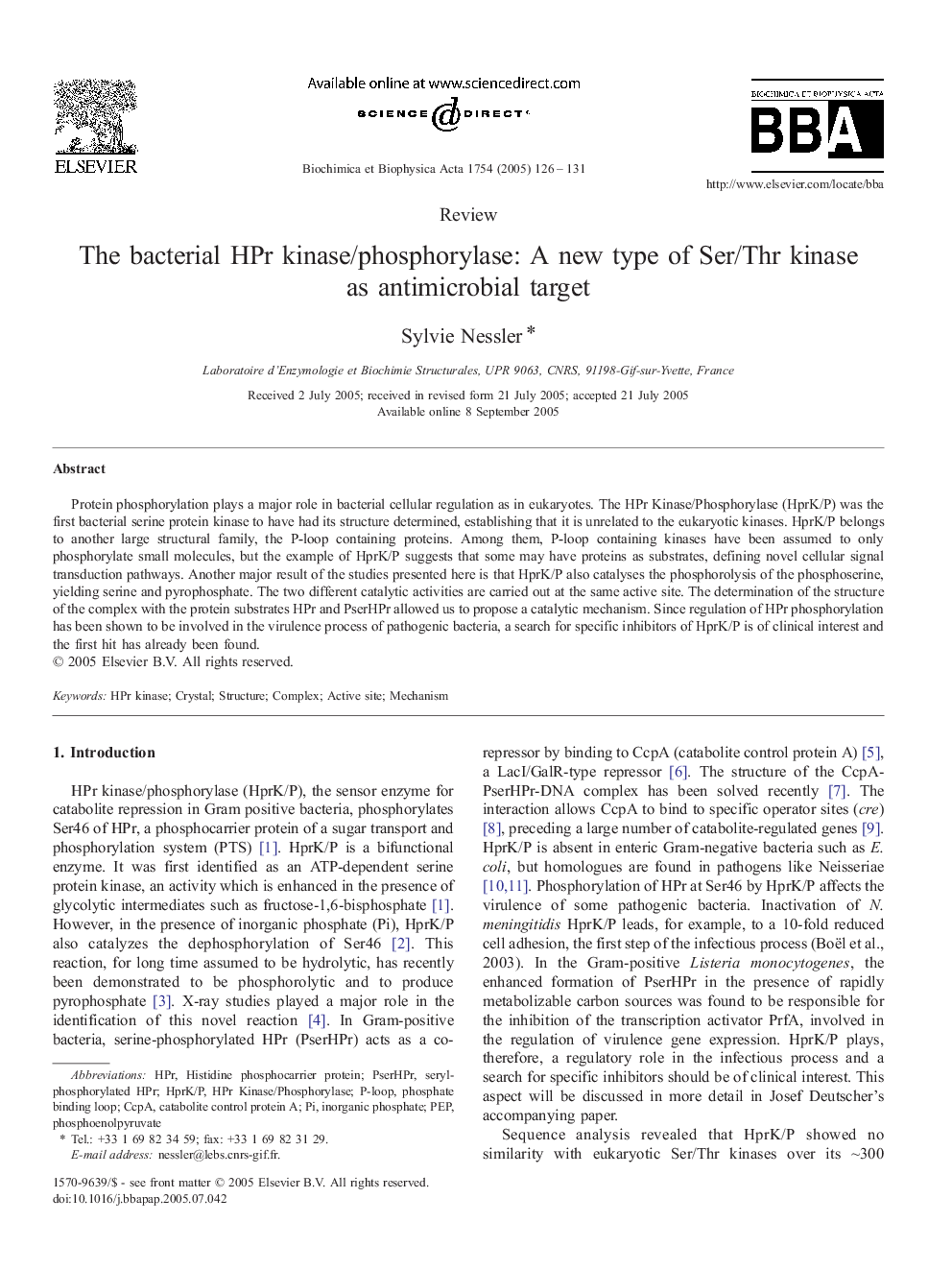 The bacterial HPr kinase/phosphorylase: A new type of Ser/Thr kinase as antimicrobial target