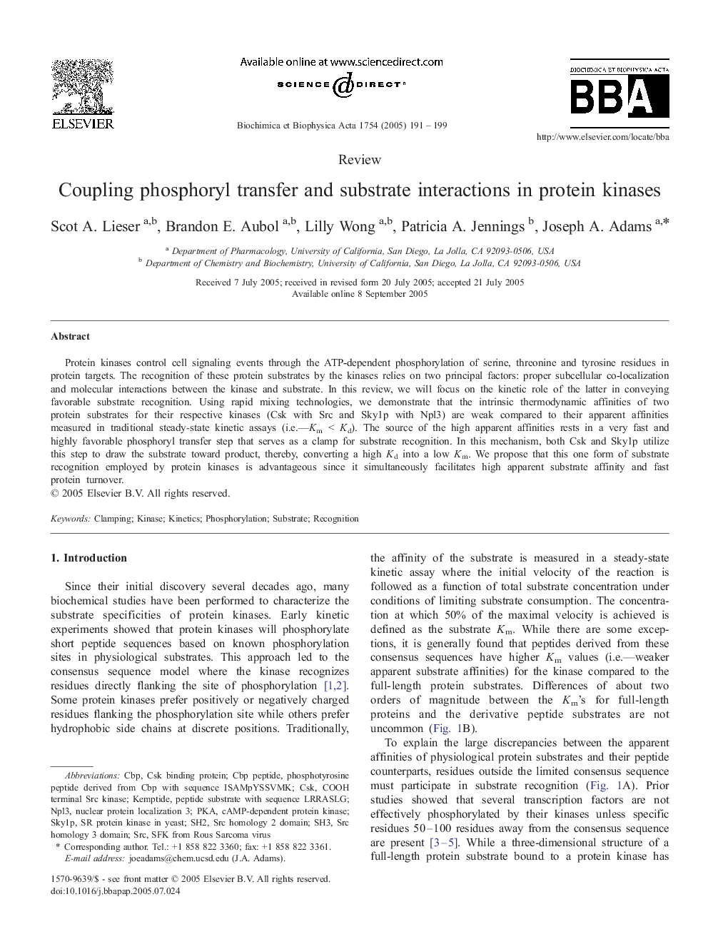 Coupling phosphoryl transfer and substrate interactions in protein kinases