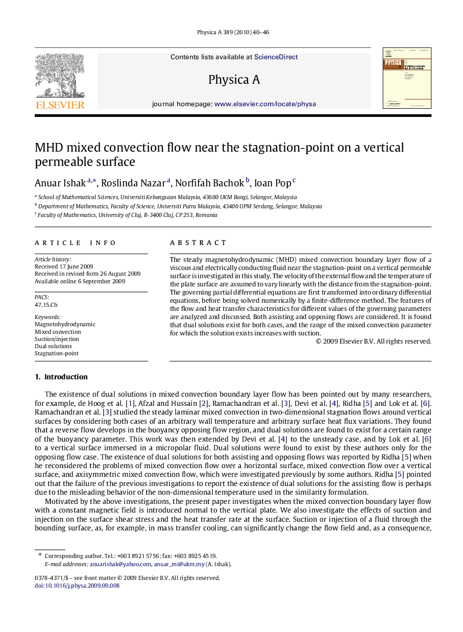 MHD mixed convection flow near the stagnation-point on a vertical permeable surface