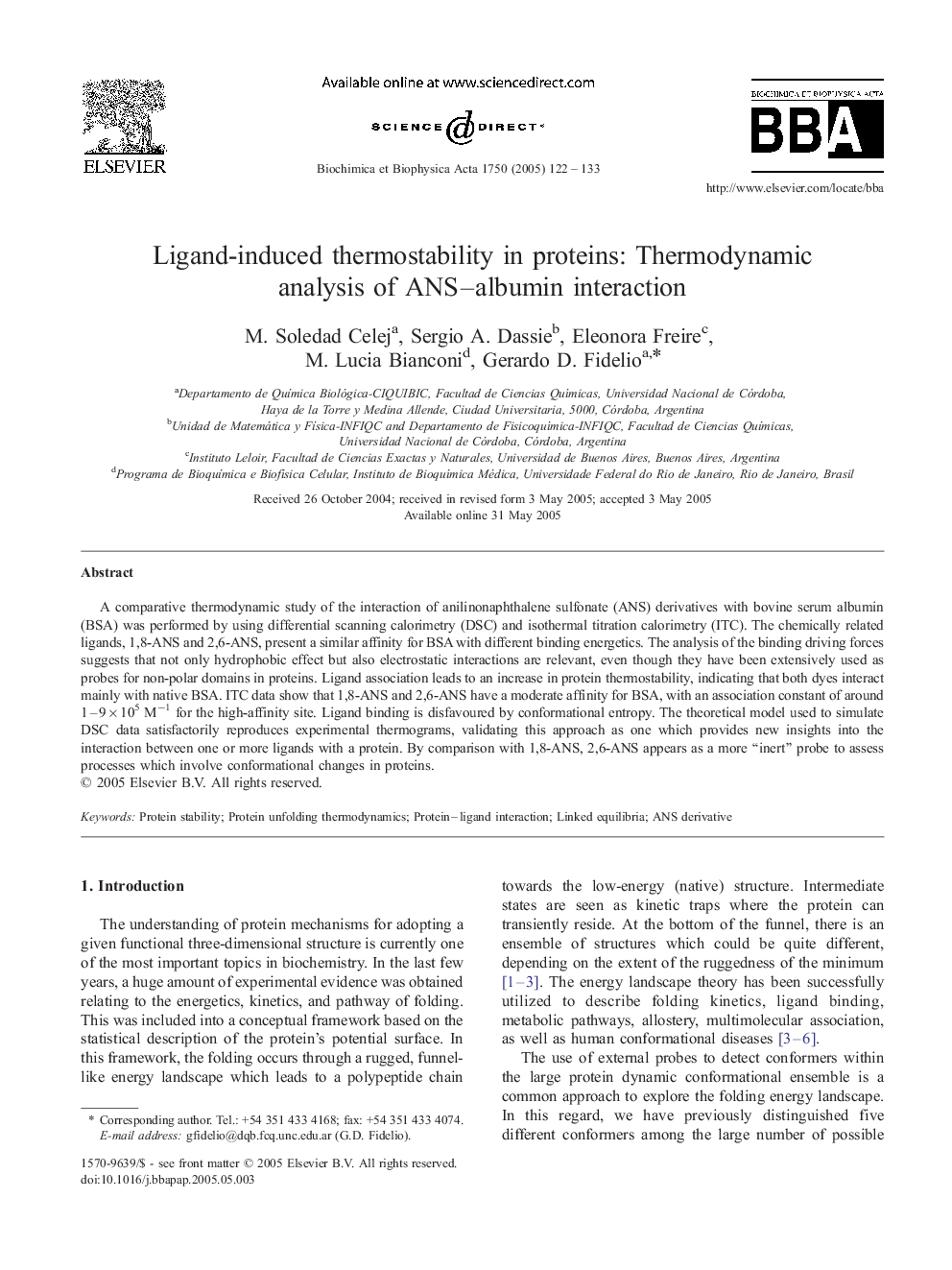 Ligand-induced thermostability in proteins: Thermodynamic analysis of ANS-albumin interaction