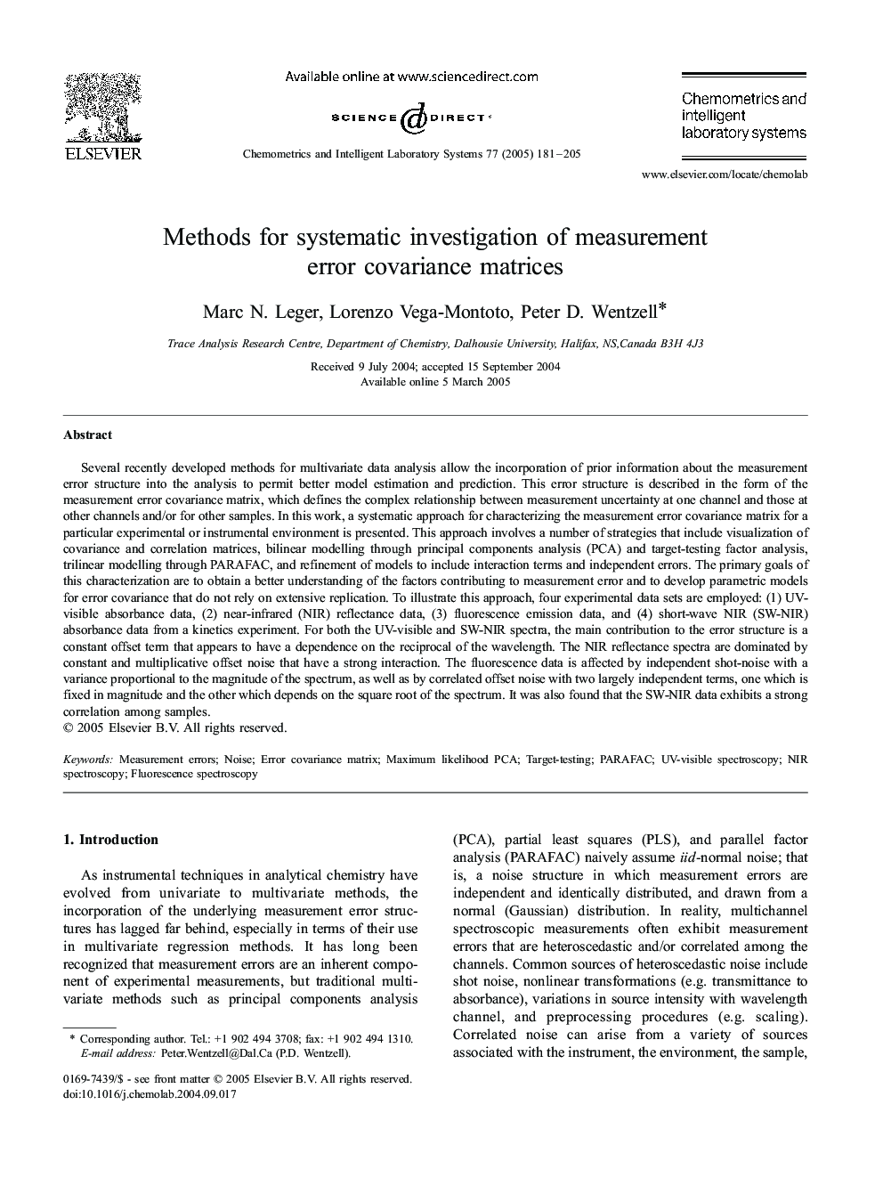 Methods for systematic investigation of measurement error covariance matrices