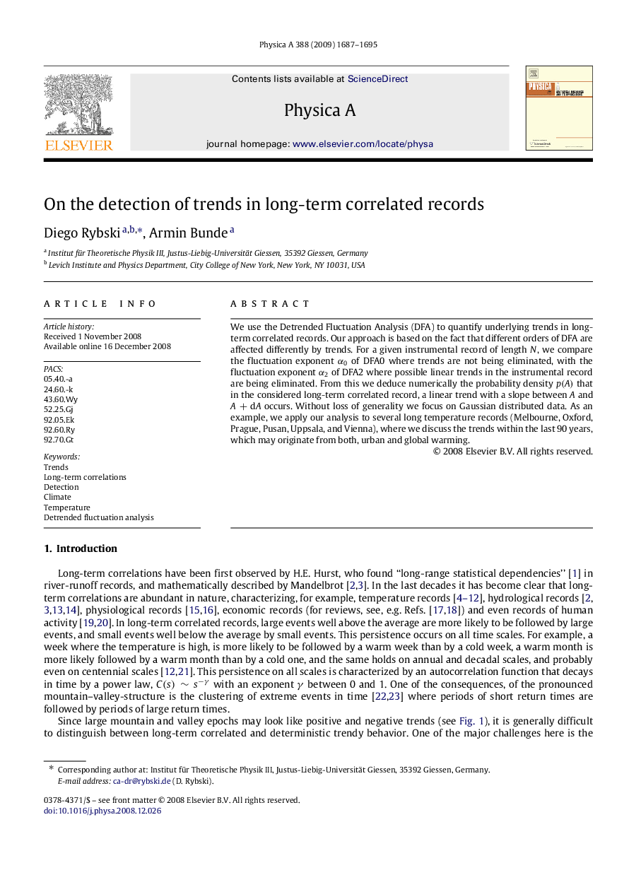 On the detection of trends in long-term correlated records