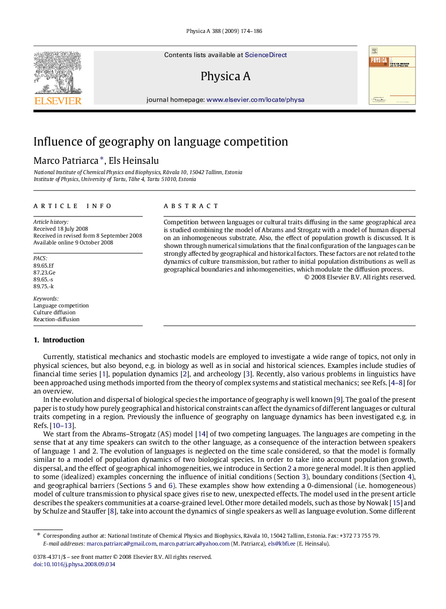 Influence of geography on language competition