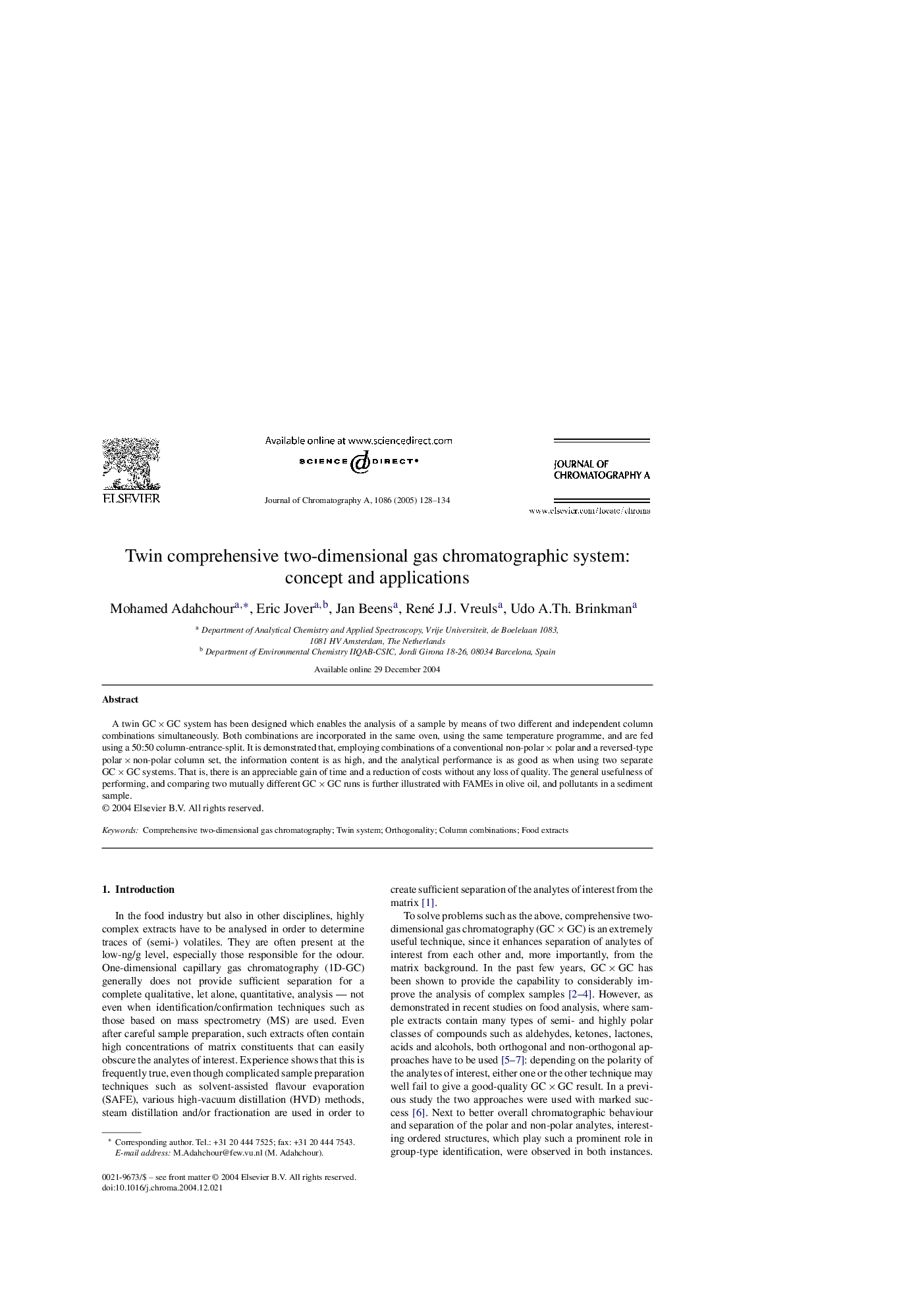 Twin comprehensive two-dimensional gas chromatographic system: concept and applications