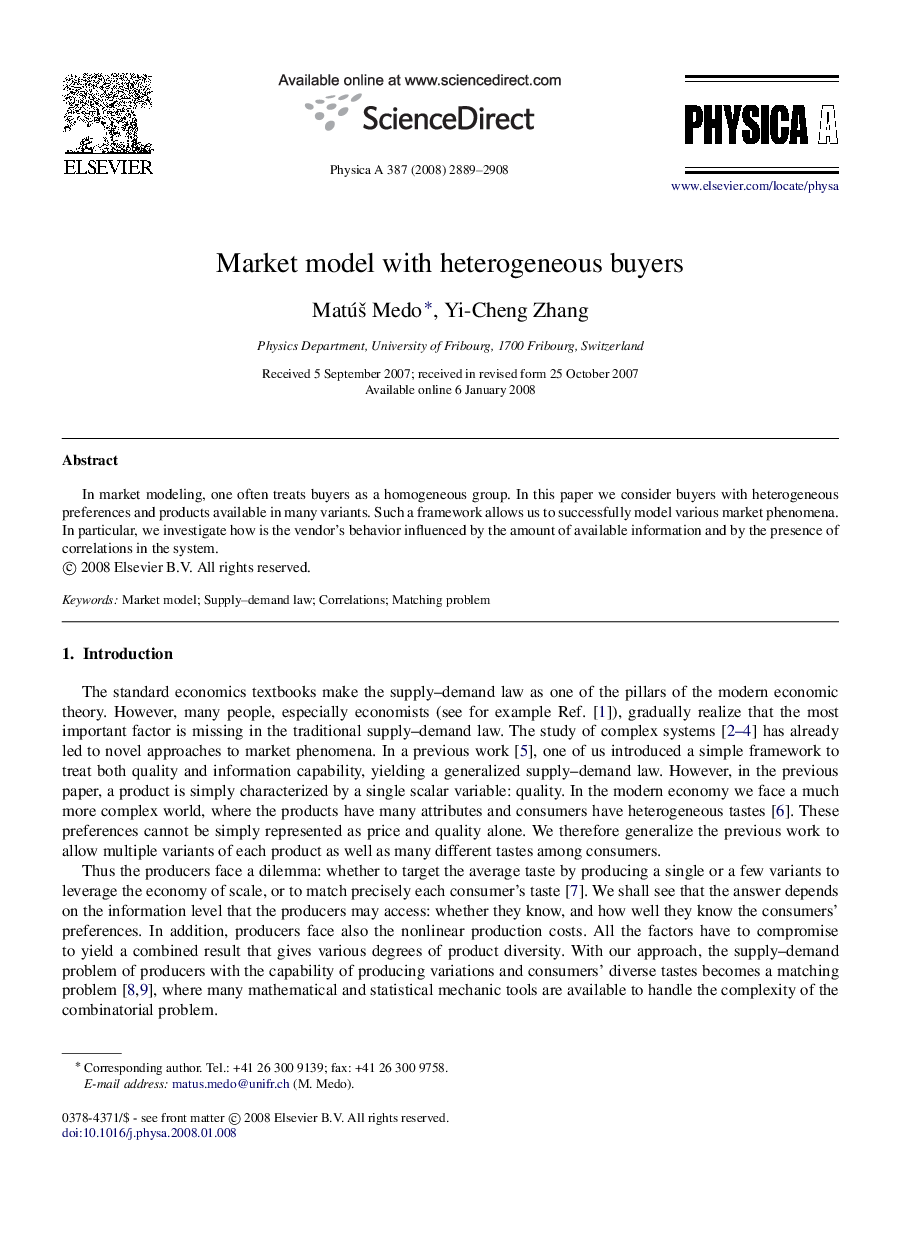 Market model with heterogeneous buyers