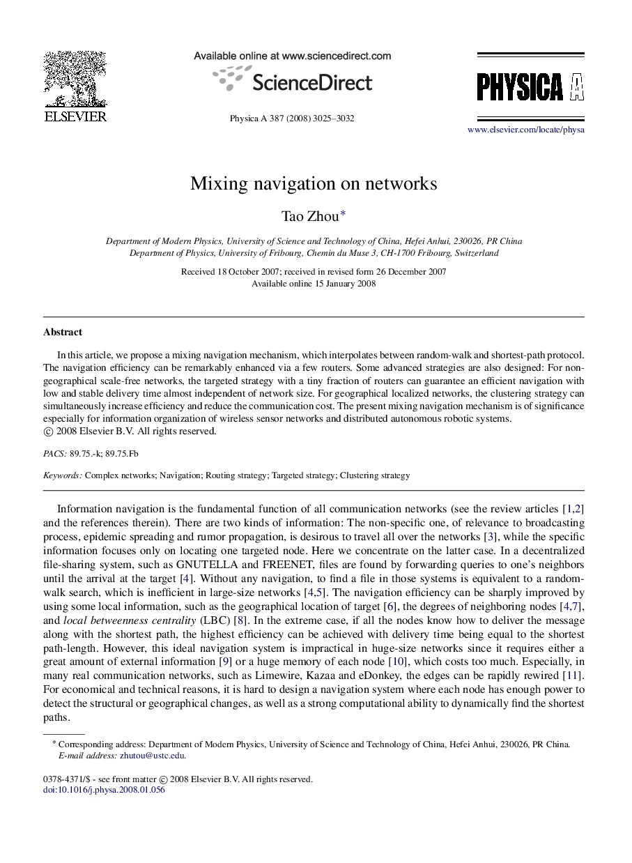 Mixing navigation on networks