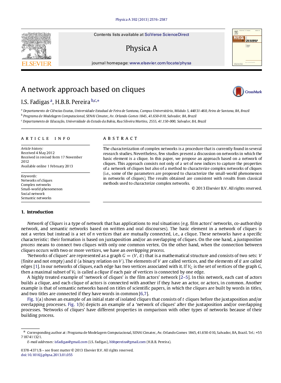 A network approach based on cliques