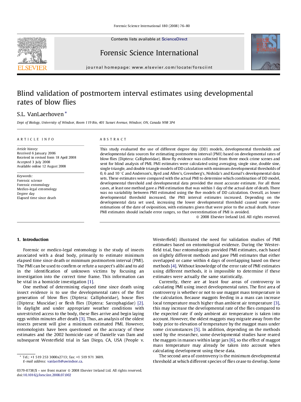 Blind validation of postmortem interval estimates using developmental rates of blow flies