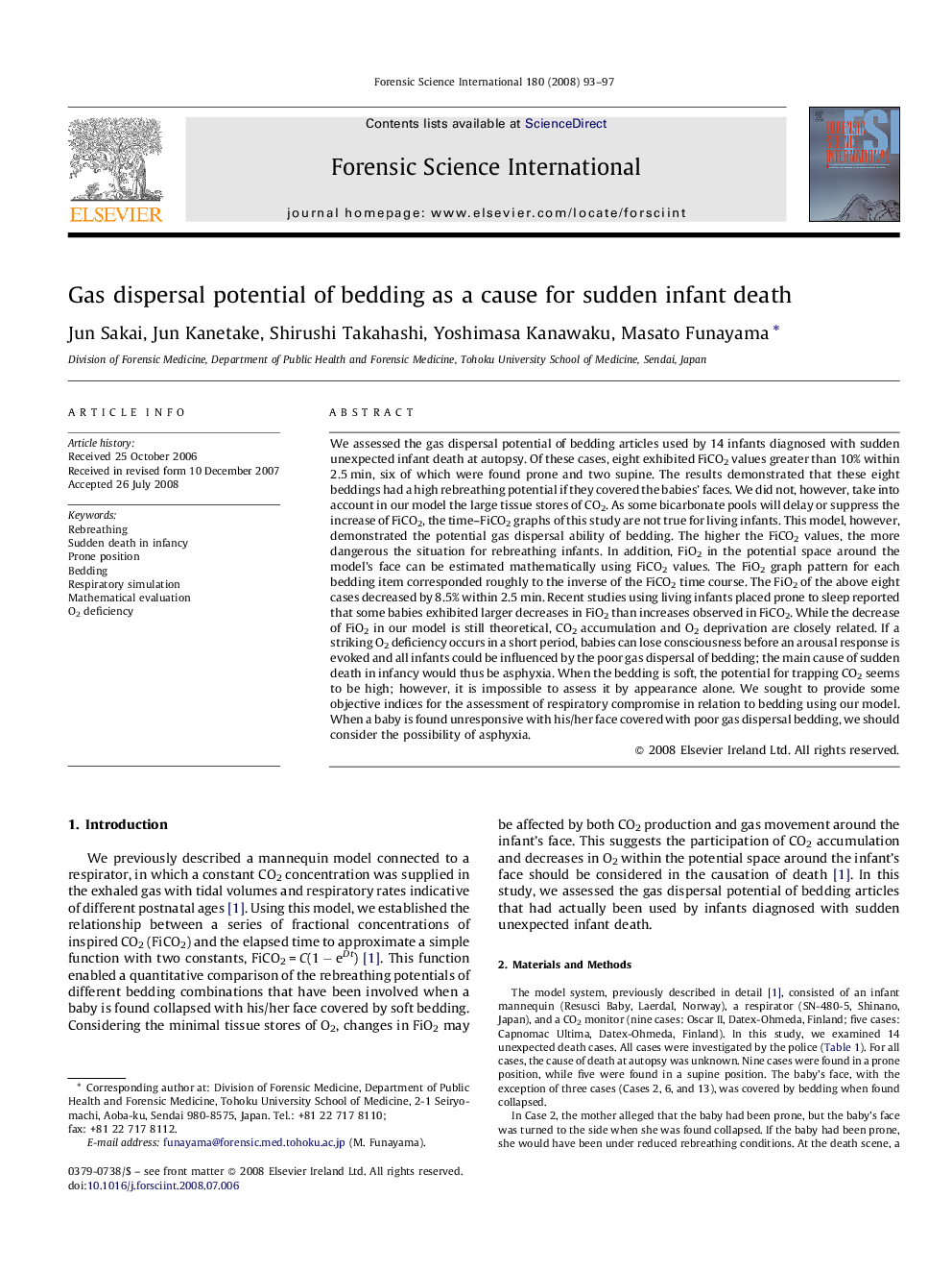 Gas dispersal potential of bedding as a cause for sudden infant death