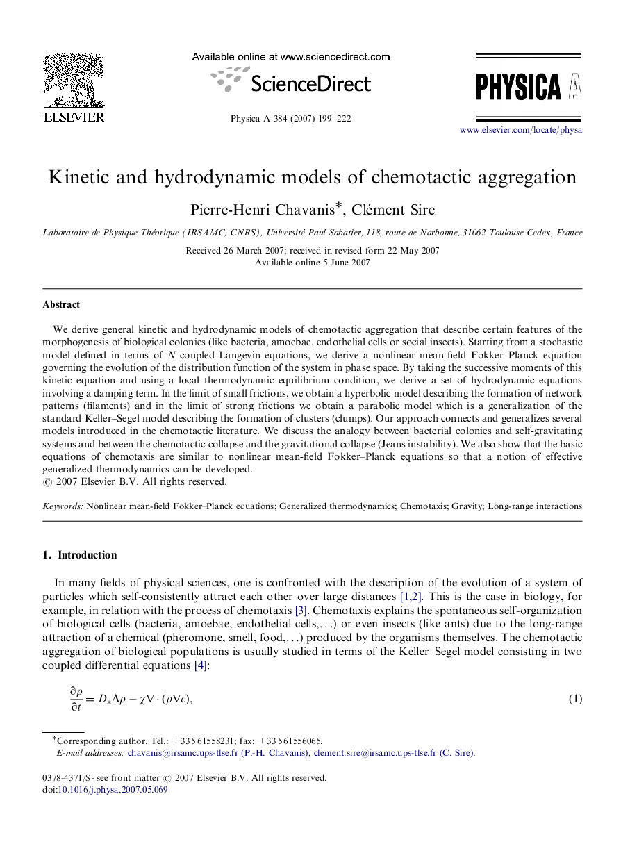 Kinetic and hydrodynamic models of chemotactic aggregation