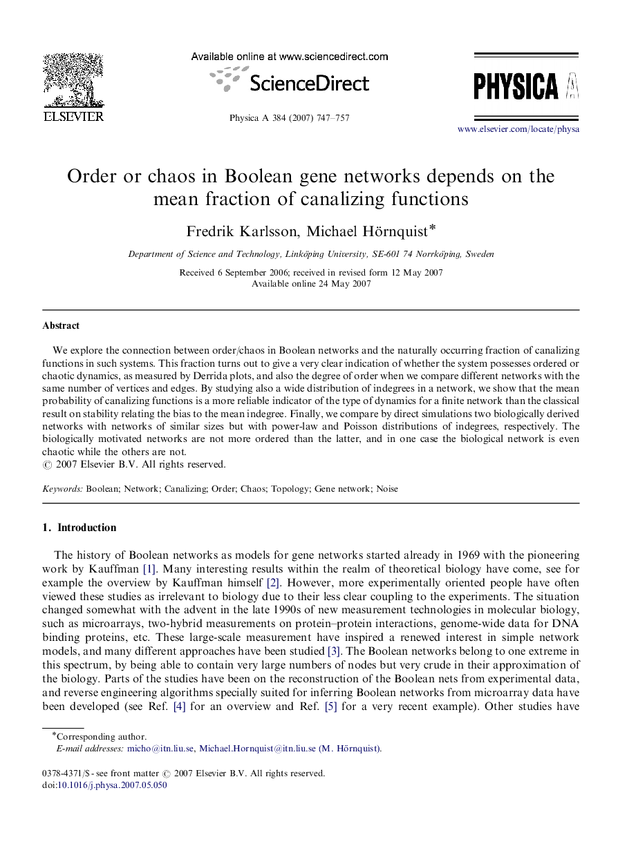 Order or chaos in Boolean gene networks depends on the mean fraction of canalizing functions