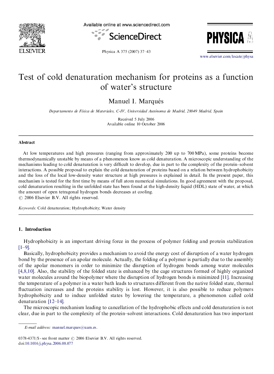 Test of cold denaturation mechanism for proteins as a function of water's structure