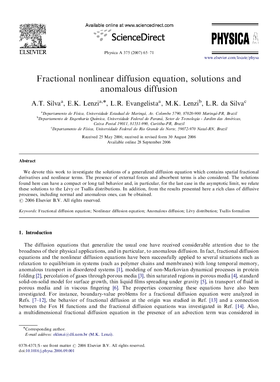 Fractional nonlinear diffusion equation, solutions and anomalous diffusion