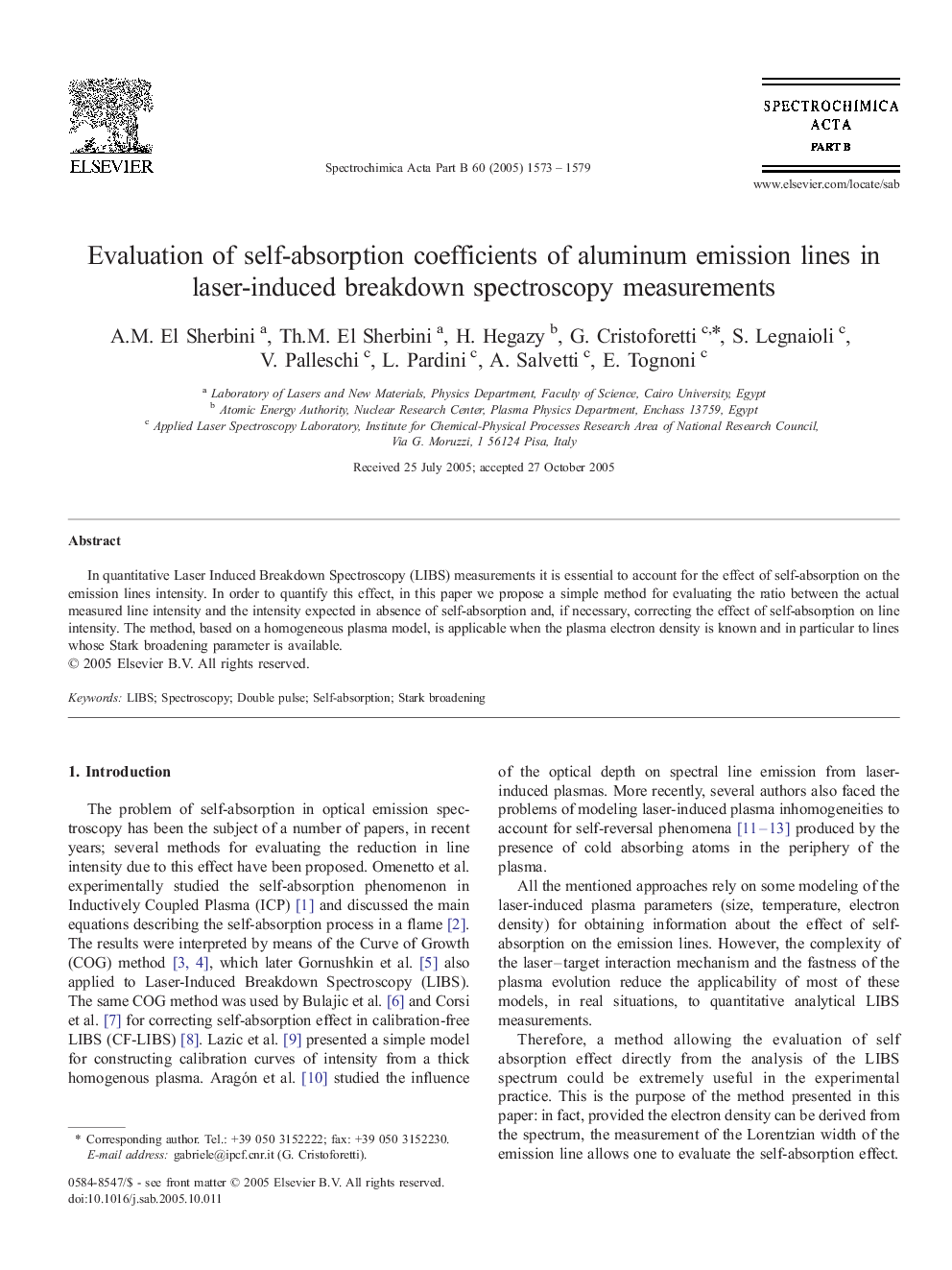 Evaluation of self-absorption coefficients of aluminum emission lines in laser-induced breakdown spectroscopy measurements