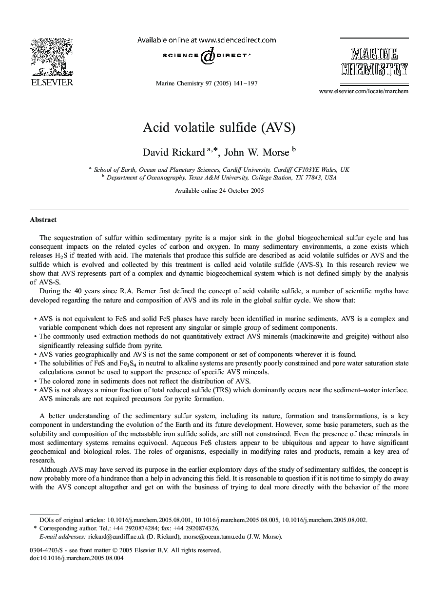 Acid volatile sulfide (AVS)