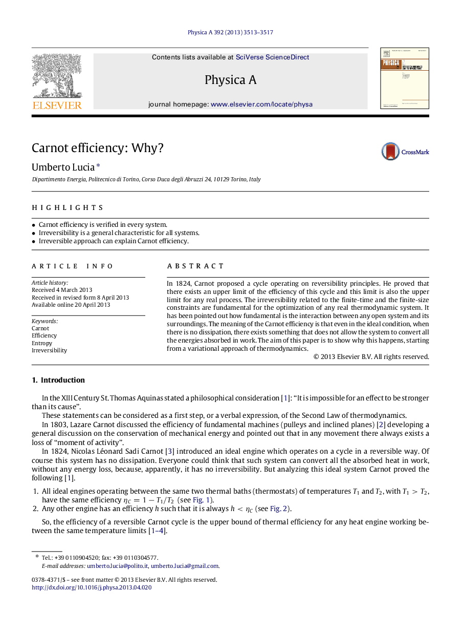 Carnot efficiency: Why?