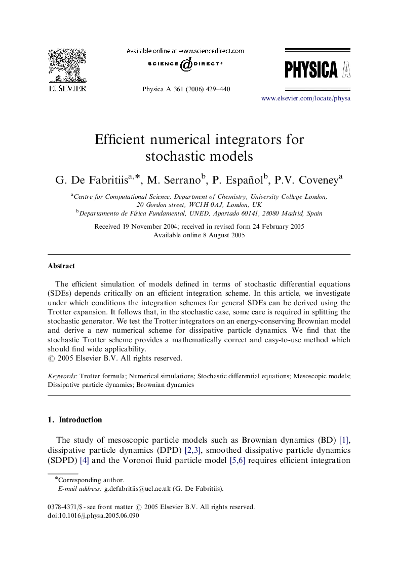 Efficient numerical integrators for stochastic models