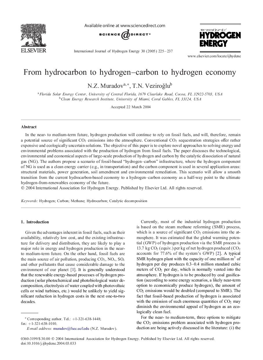 From hydrocarbon to hydrogen-carbon to hydrogen economy