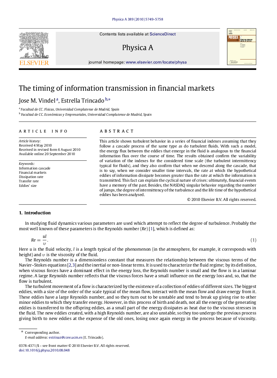 The timing of information transmission in financial markets