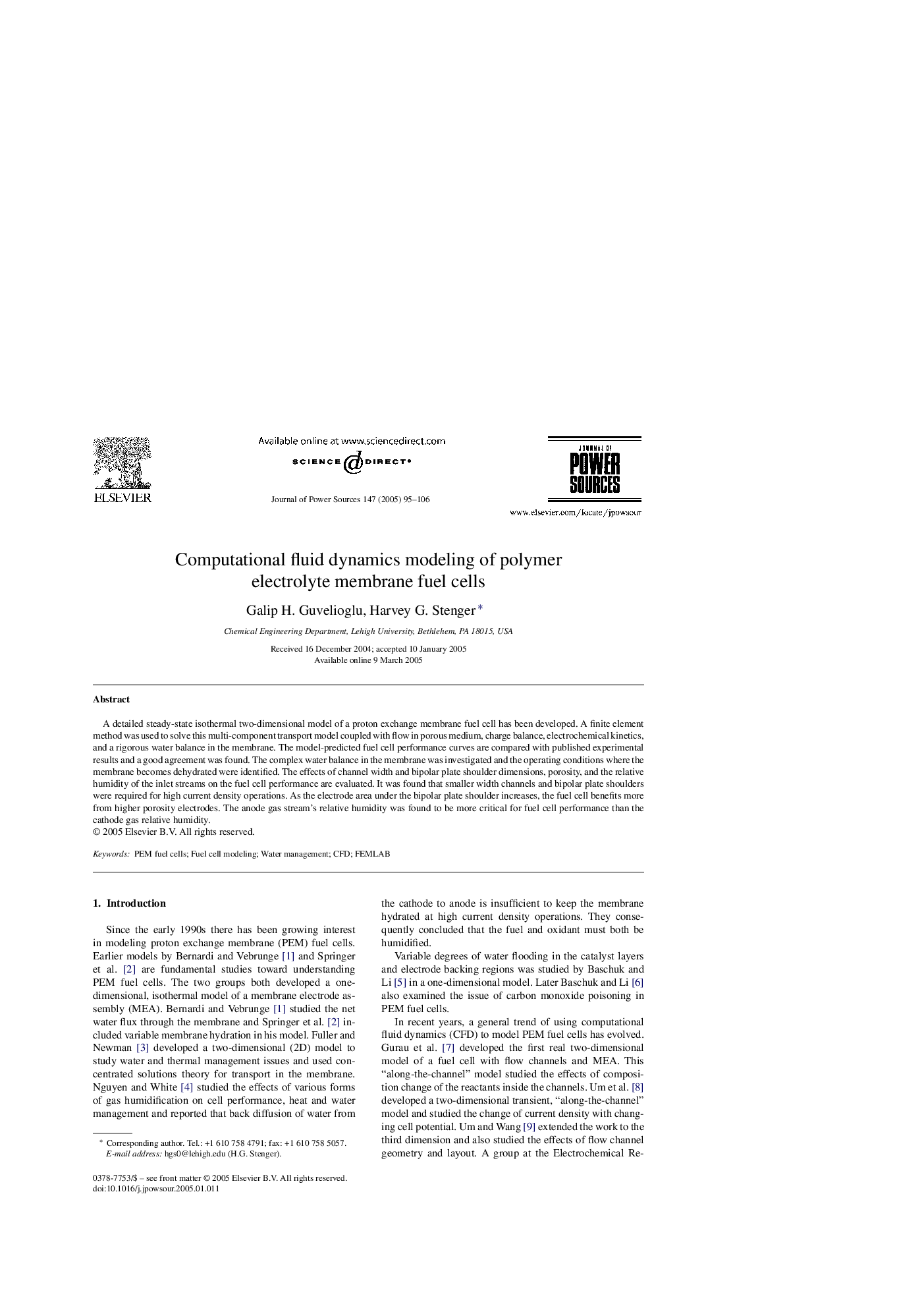 Computational fluid dynamics modeling of polymer electrolyte membrane fuel cells