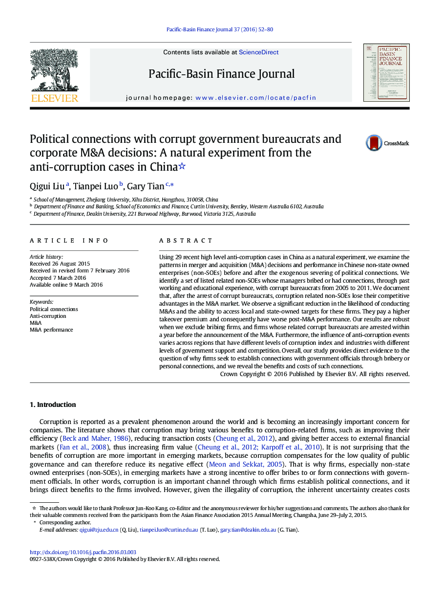 Political connections with corrupt government bureaucrats and corporate M&A decisions: A natural experiment from the anti-corruption cases in China 