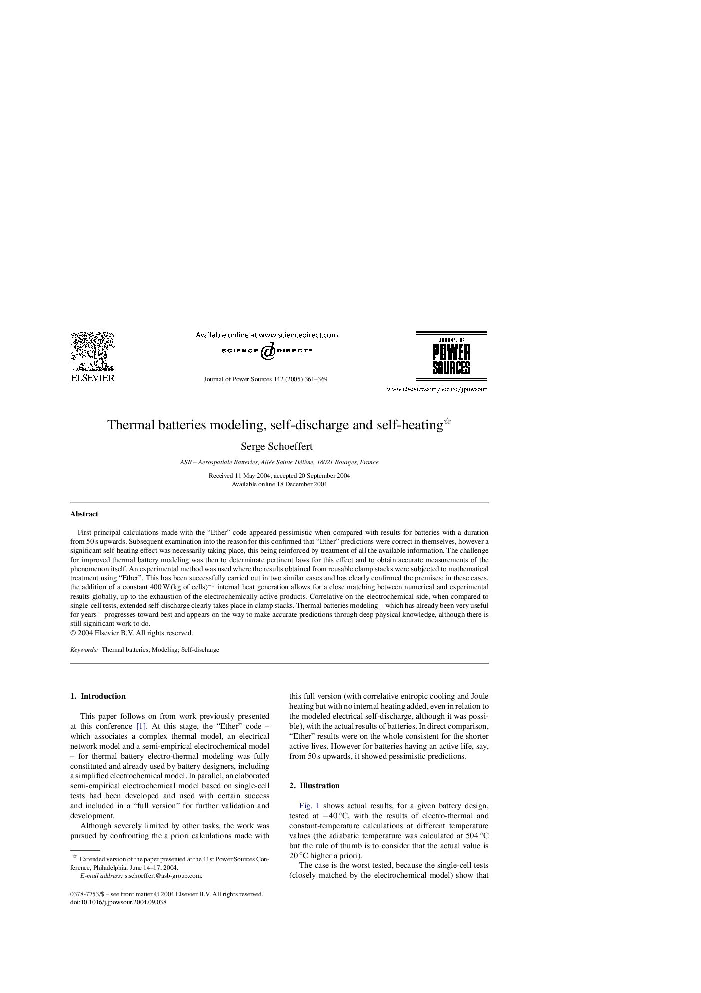 Thermal batteries modeling, self-discharge and self-heating