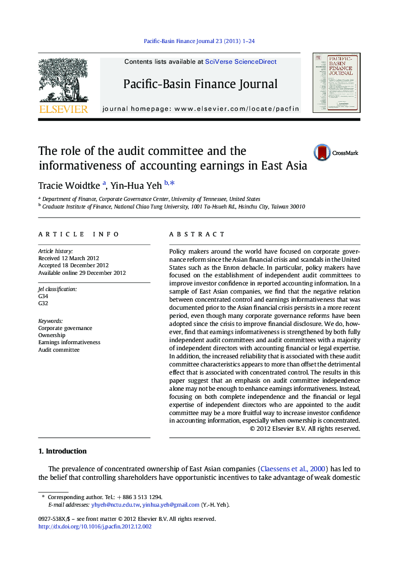 The role of the audit committee and the informativeness of accounting earnings in East Asia