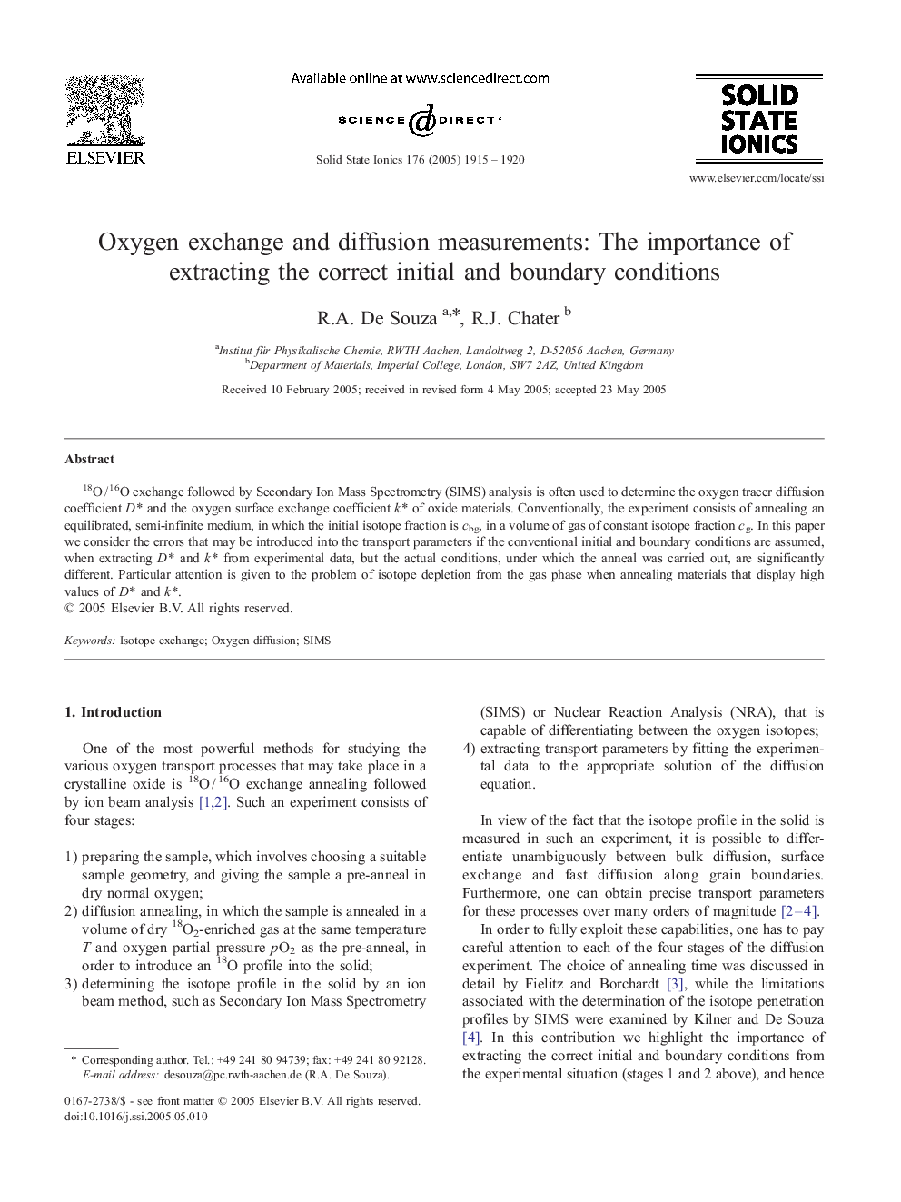 Oxygen exchange and diffusion measurements: The importance of extracting the correct initial and boundary conditions