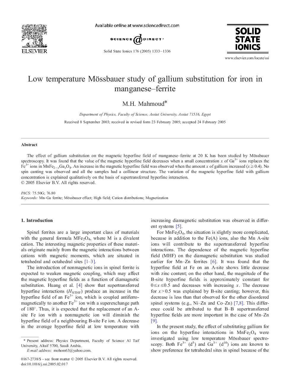 Low temperature Mössbauer study of gallium substitution for iron in manganese-ferrite