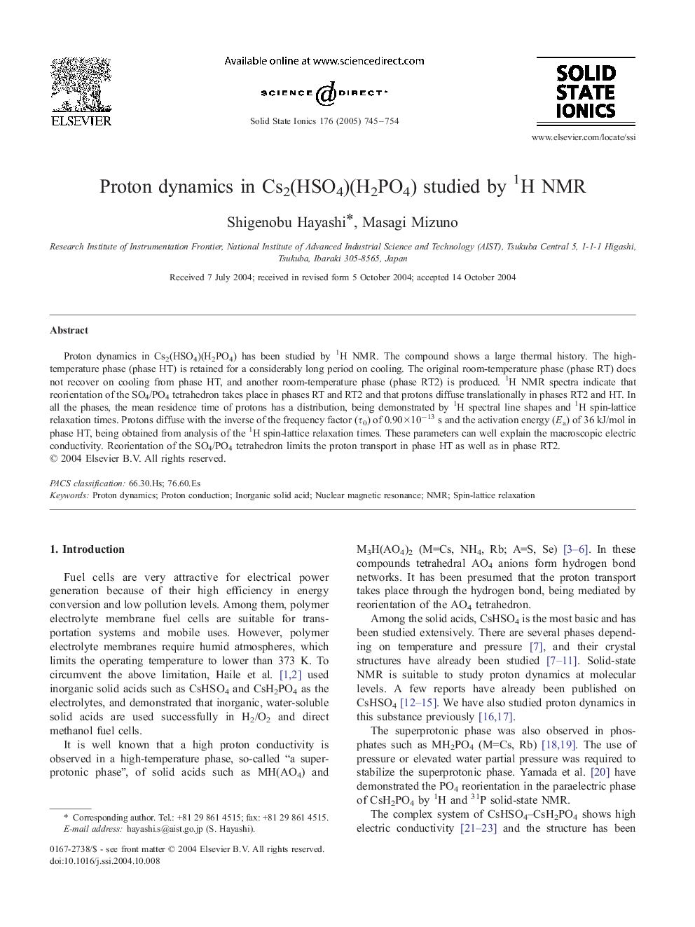 Proton dynamics in Cs2(HSO4)(H2PO4) studied by 1H NMR