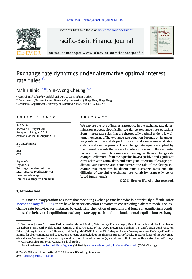 Exchange rate dynamics under alternative optimal interest rate rules 