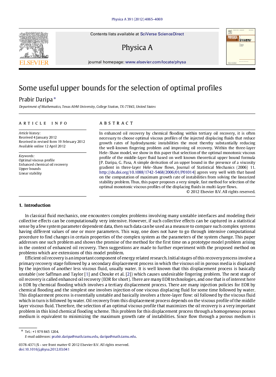 Some useful upper bounds for the selection of optimal profiles