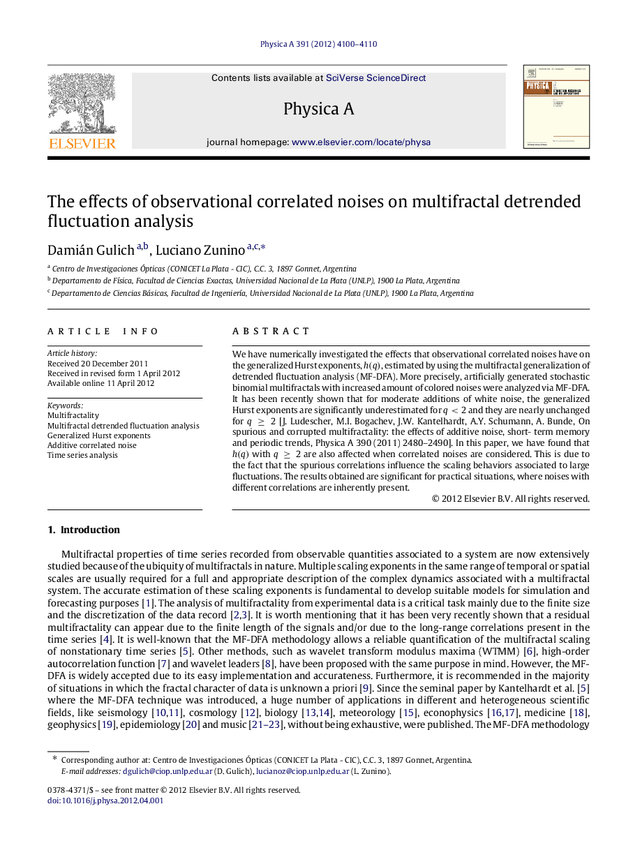 The effects of observational correlated noises on multifractal detrended fluctuation analysis