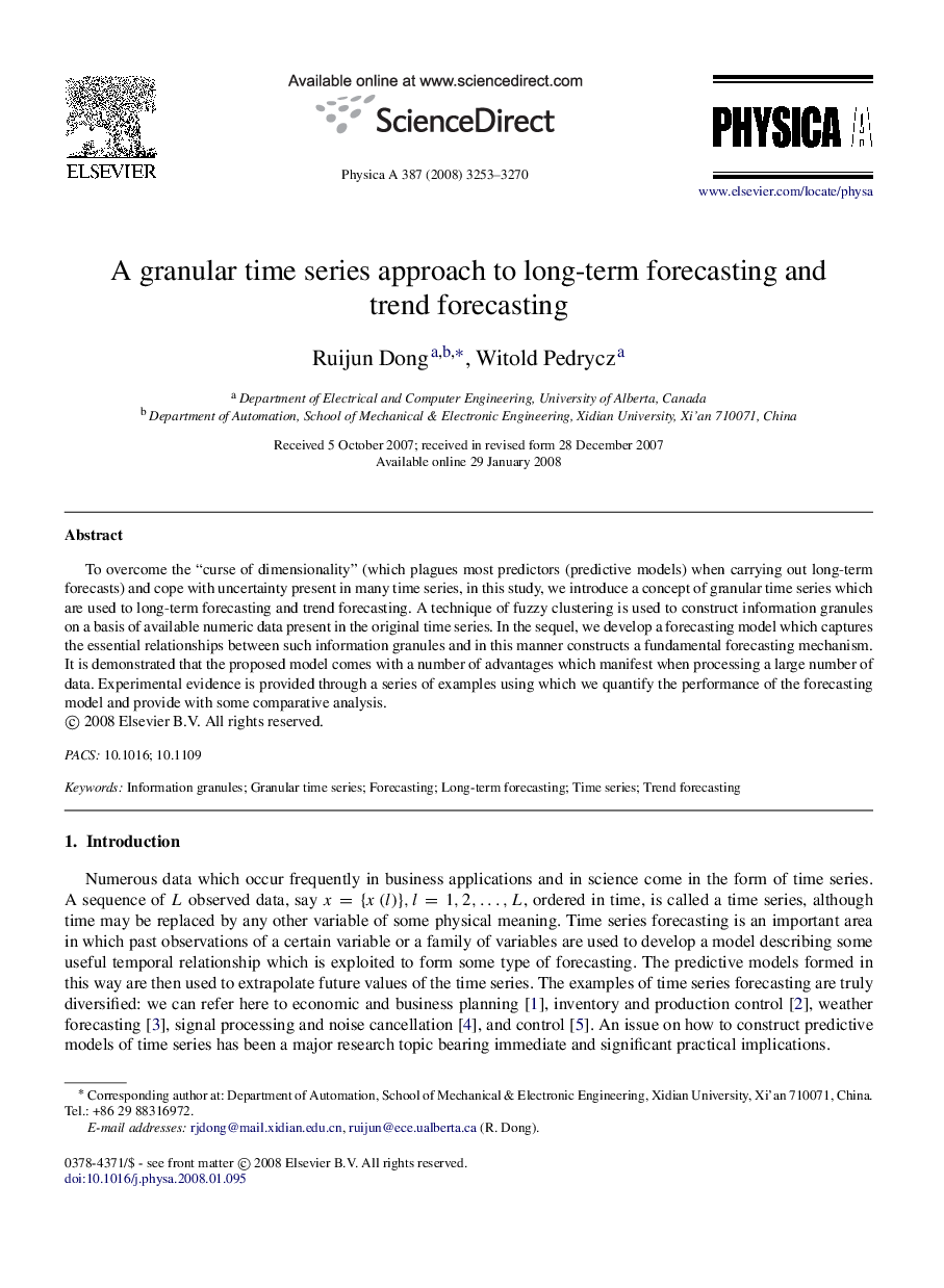 A granular time series approach to long-term forecasting and trend forecasting