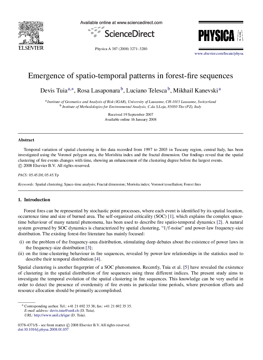 Emergence of spatio-temporal patterns in forest-fire sequences