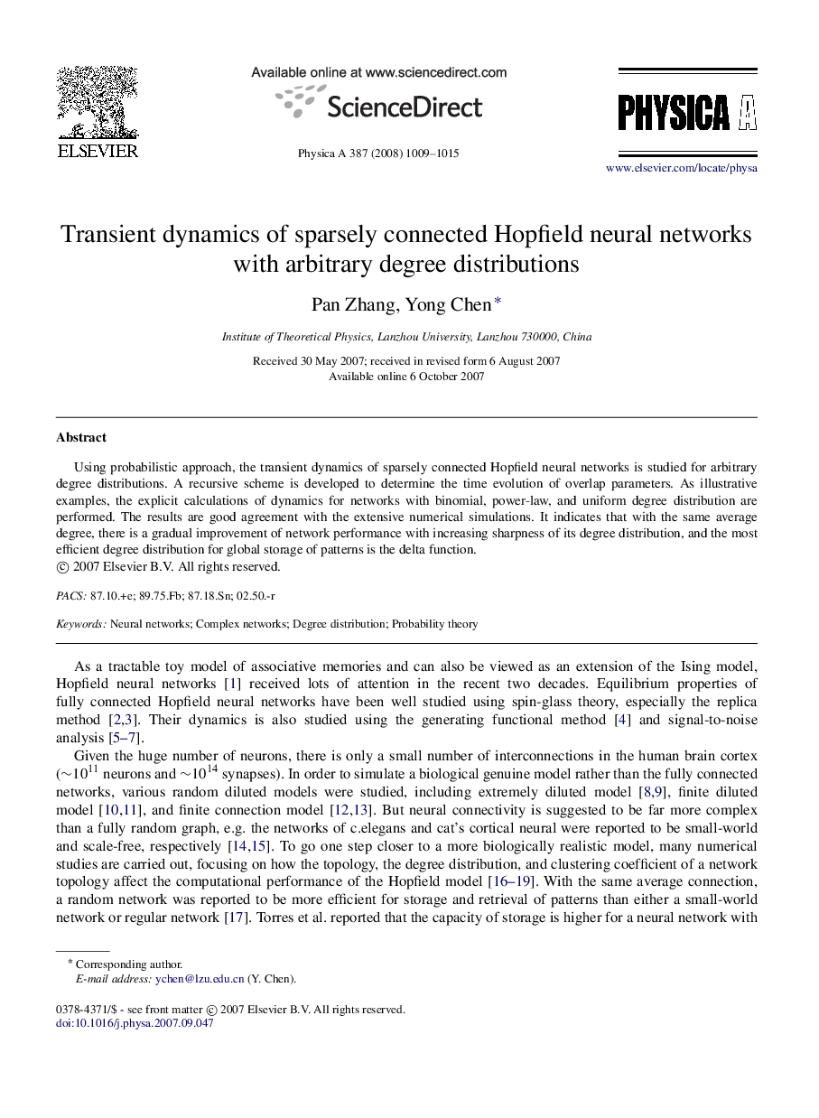 Transient dynamics of sparsely connected Hopfield neural networks with arbitrary degree distributions