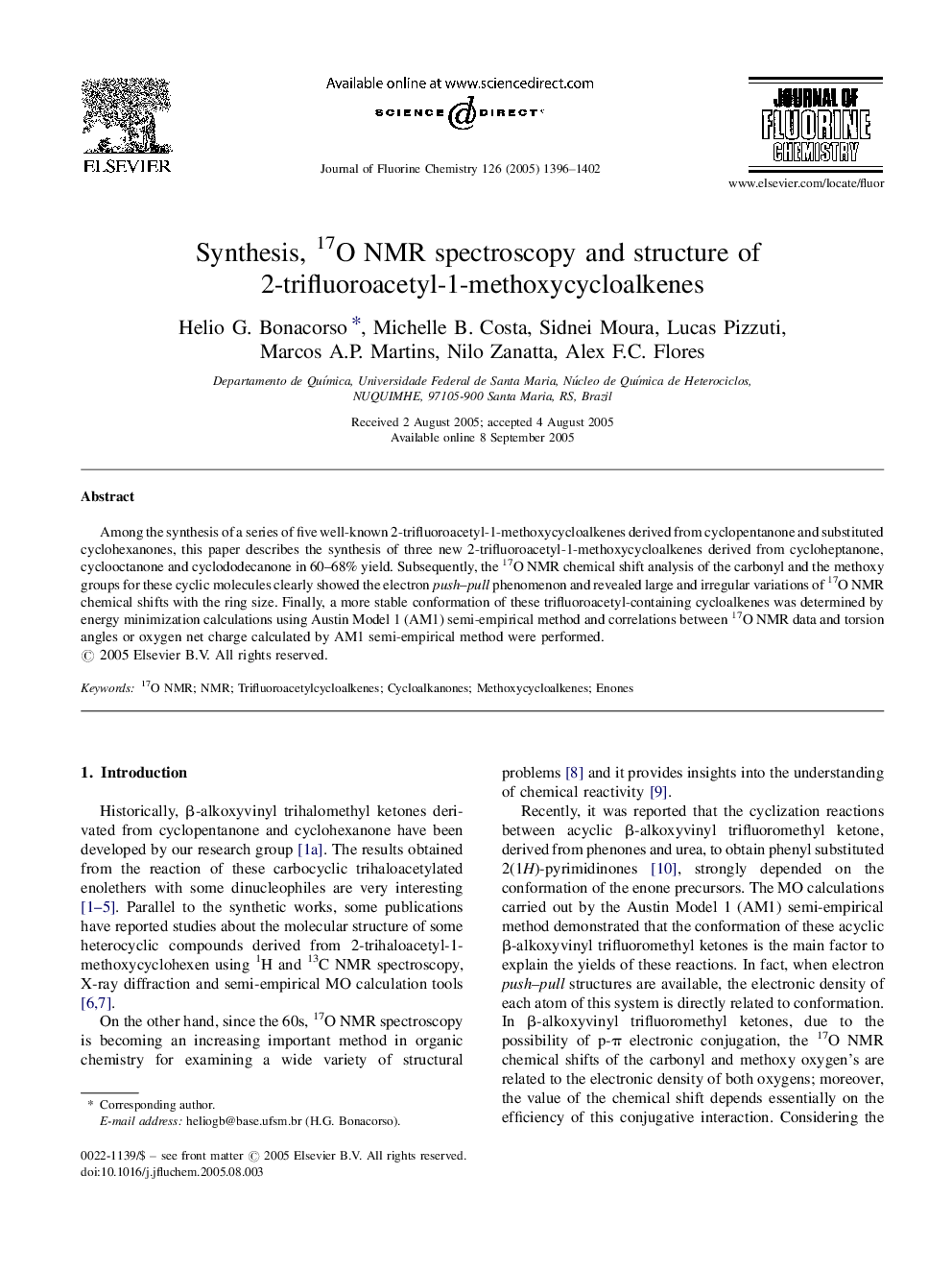 Synthesis, 17O NMR spectroscopy and structure of 2-trifluoroacetyl-1-methoxycycloalkenes