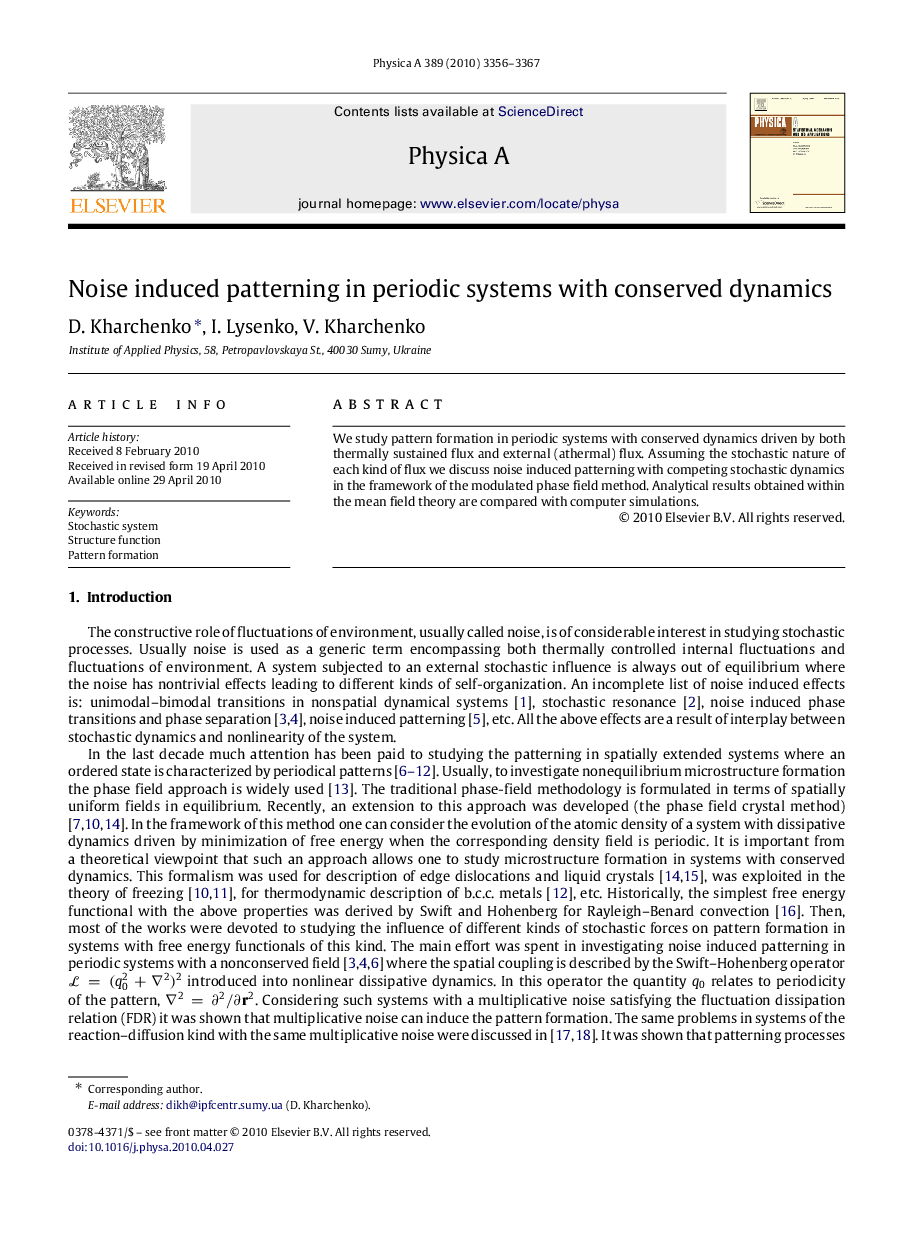 Noise induced patterning in periodic systems with conserved dynamics