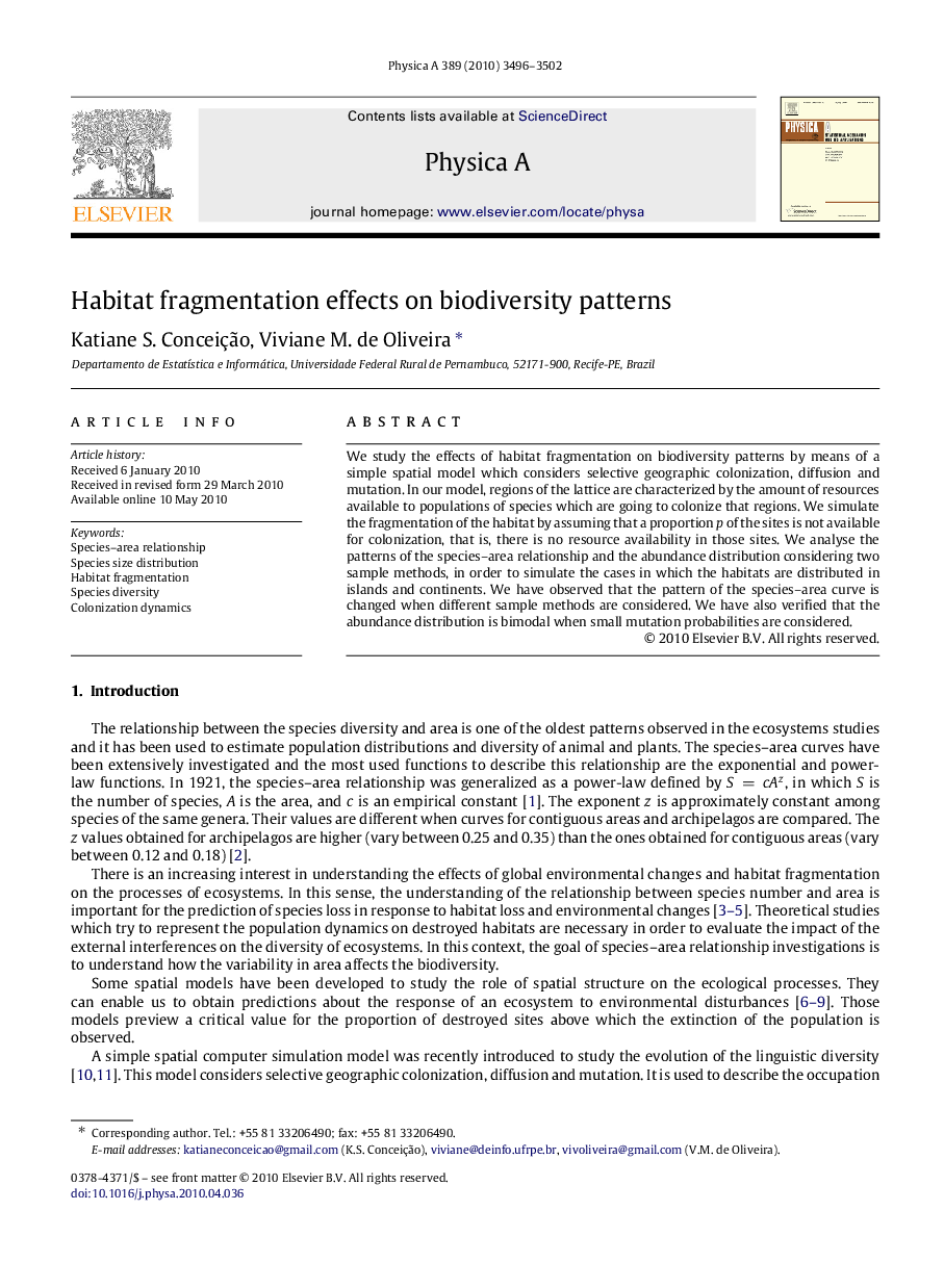 Habitat fragmentation effects on biodiversity patterns