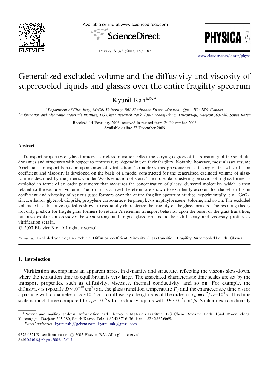 Generalized excluded volume and the diffusivity and viscosity of supercooled liquids and glasses over the entire fragility spectrum