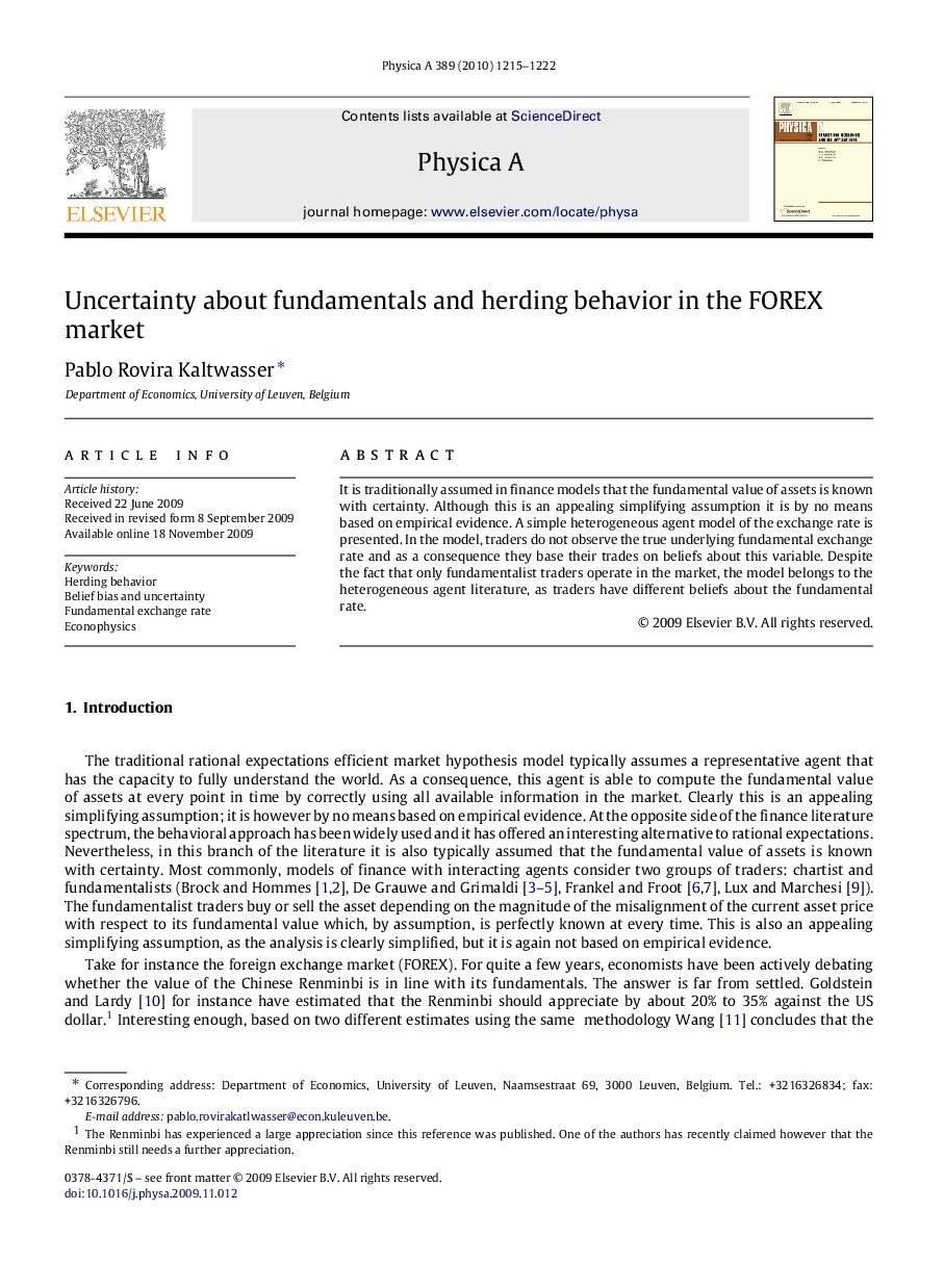 Uncertainty about fundamentals and herding behavior in the FOREX market