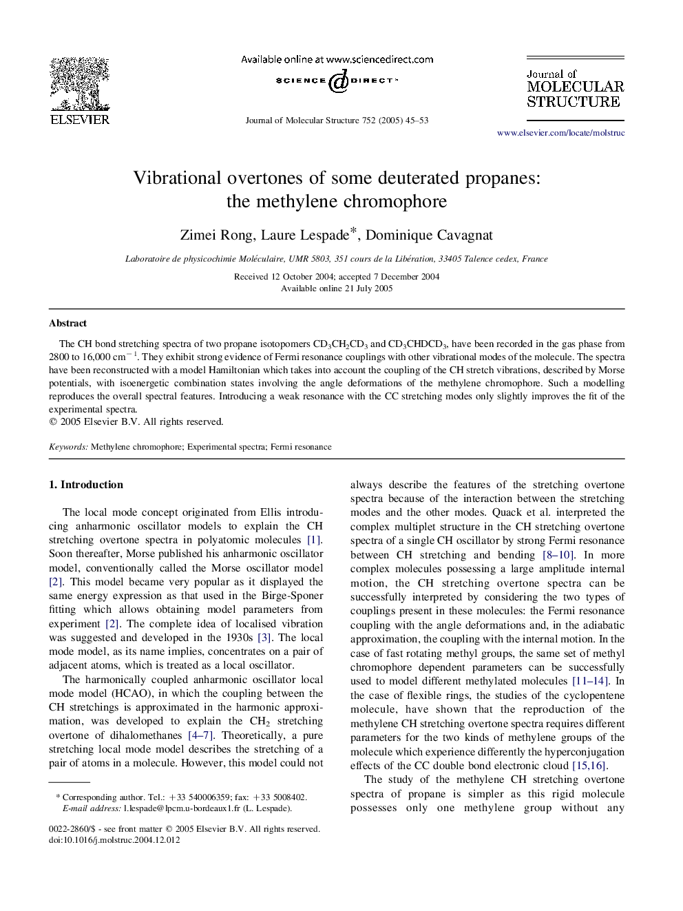 Vibrational overtones of some deuterated propanes: the methylene chromophore